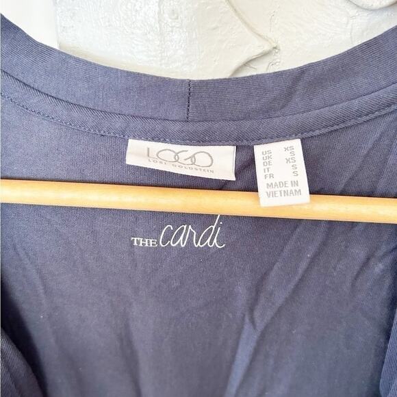 LOGO by Lori Goldstein Blue Long Sleeve Open Front Knit Jacket w/ Pockets Sz XS - Picture 4 of 5